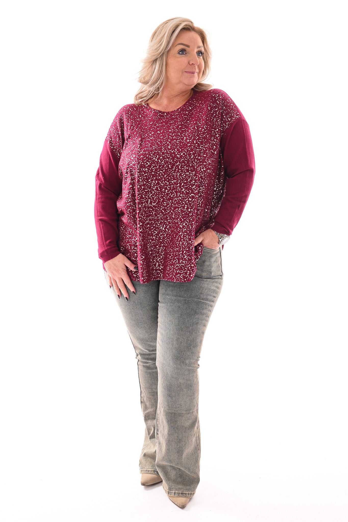 Trui gouden flakes rood