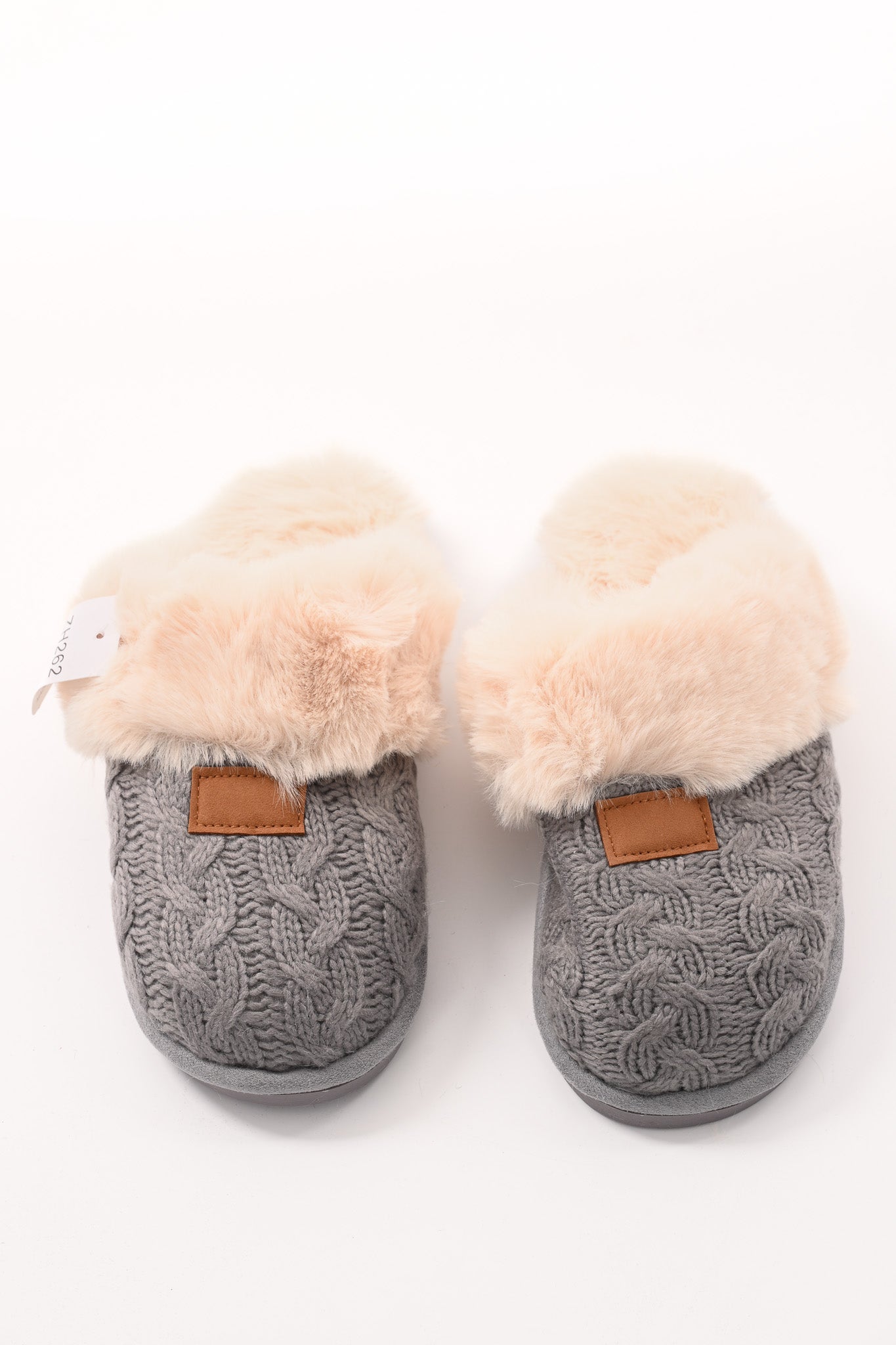 Grof gebreide pantoffels grijs