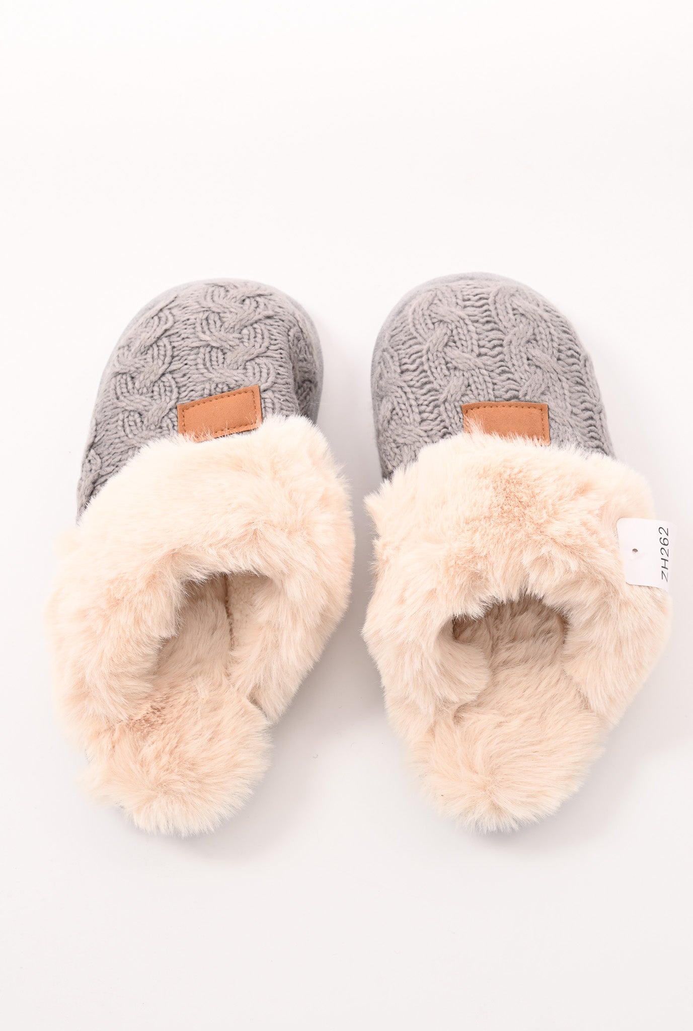 Grof gebreide pantoffels grijs