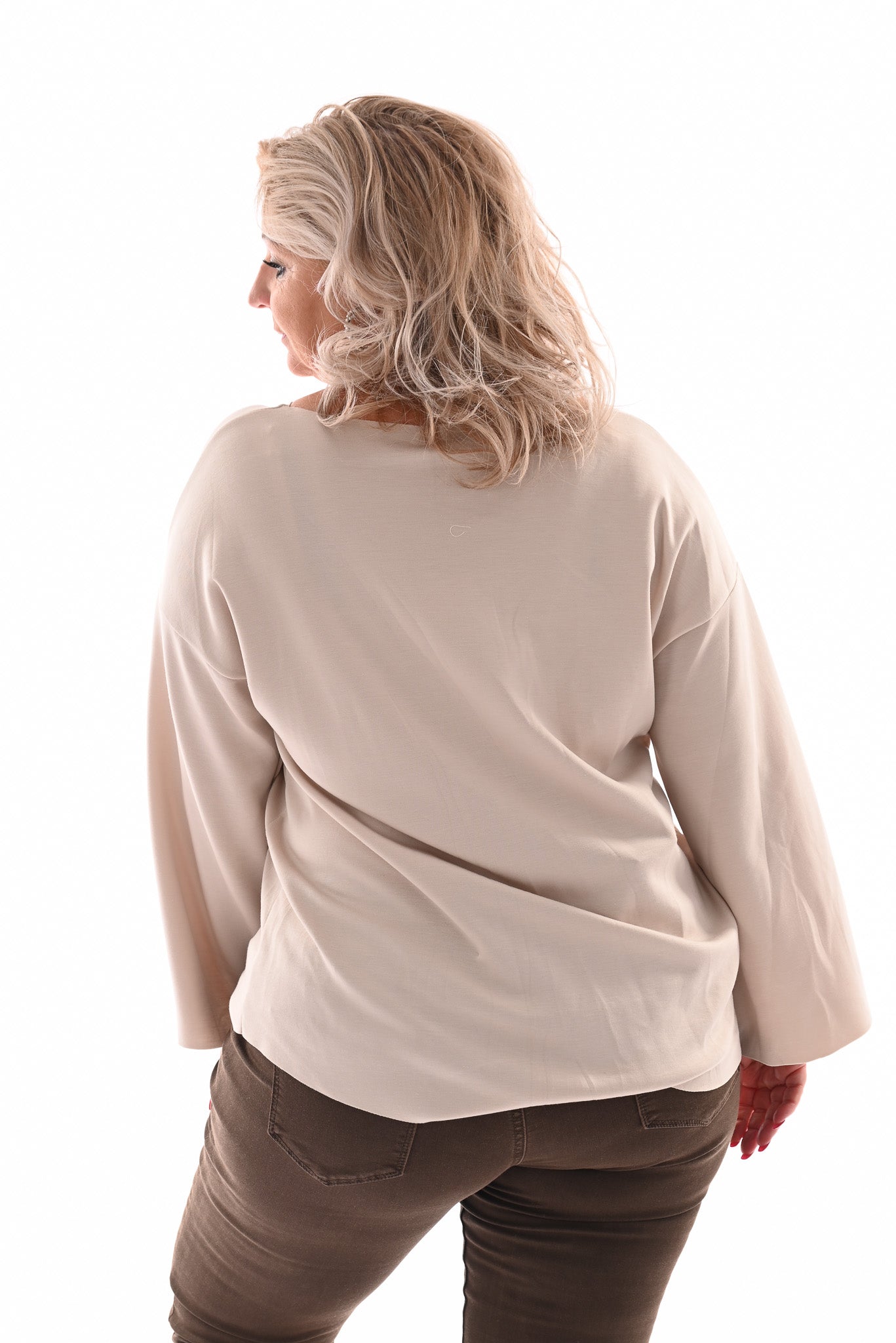 Top lange mouwen paris amour beige