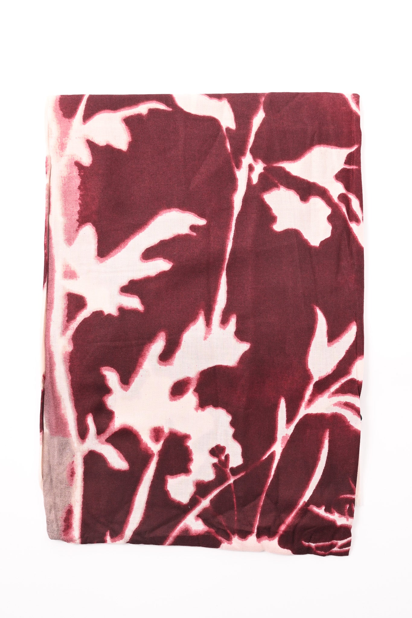 Sjaal bladeren print bordeaux