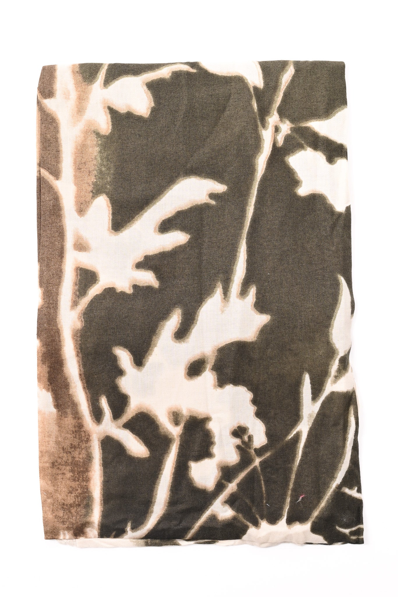 Sjaal bladeren print legergroen