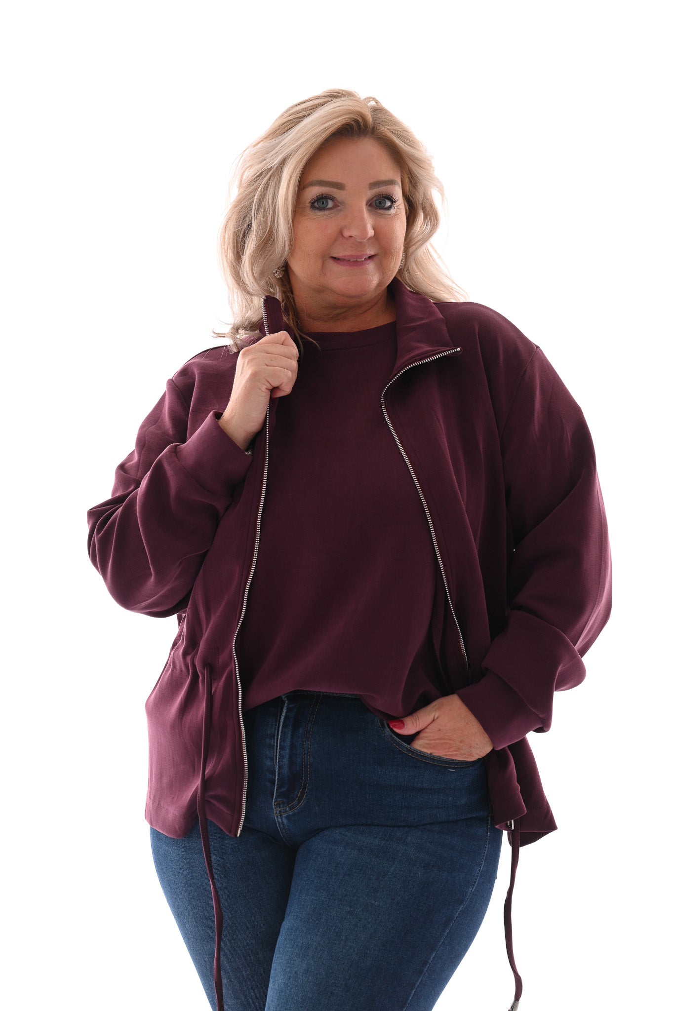 Vest met aantrekkoord aubergine