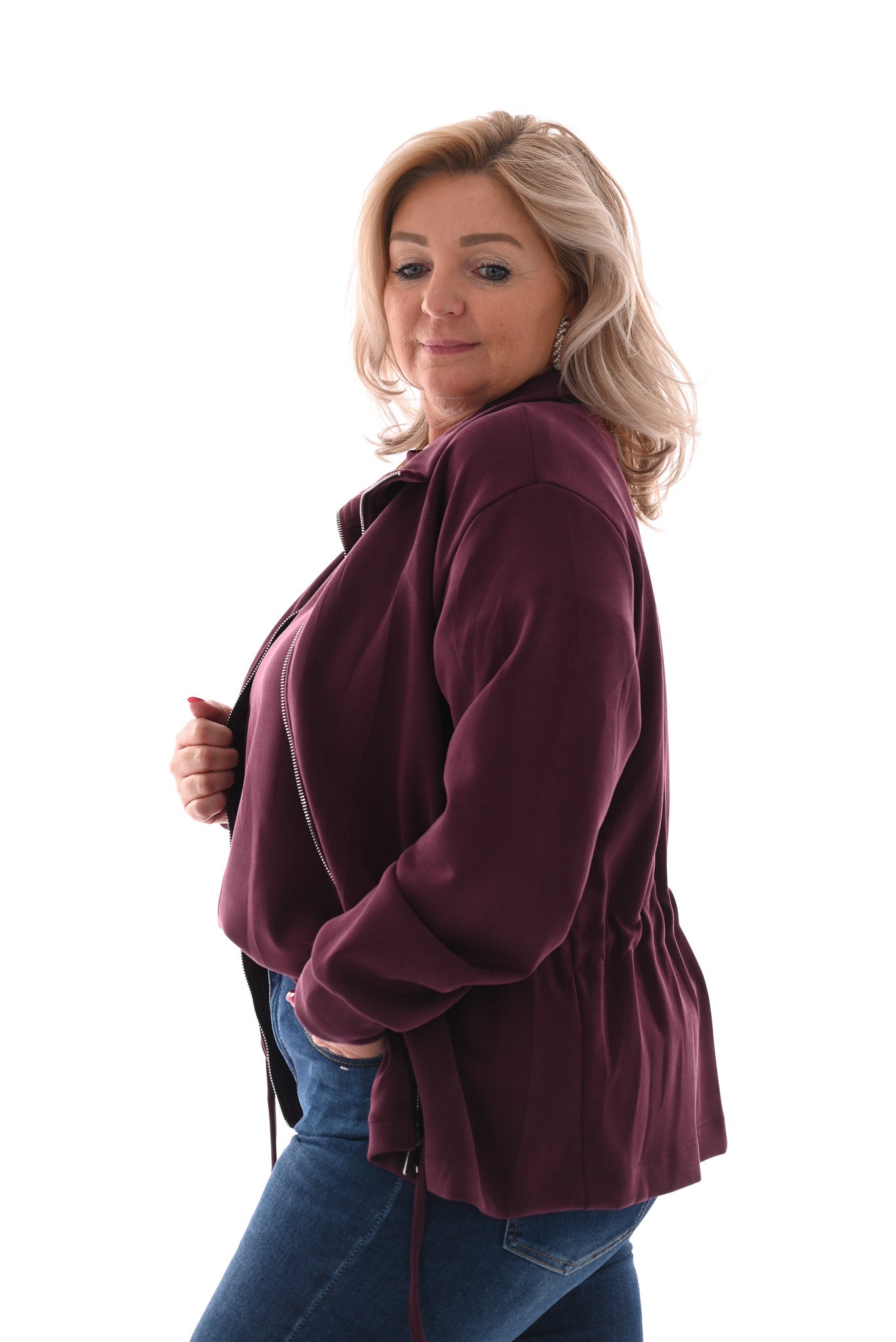 Vest met aantrekkoord aubergine