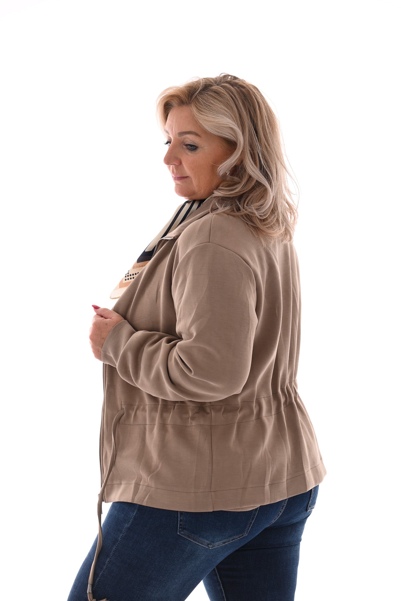 Vest met aantrekkoord beige