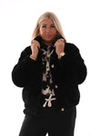 Faux fur jas met knopen zwart