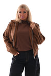 Suedelook bomber jack met zakken camel