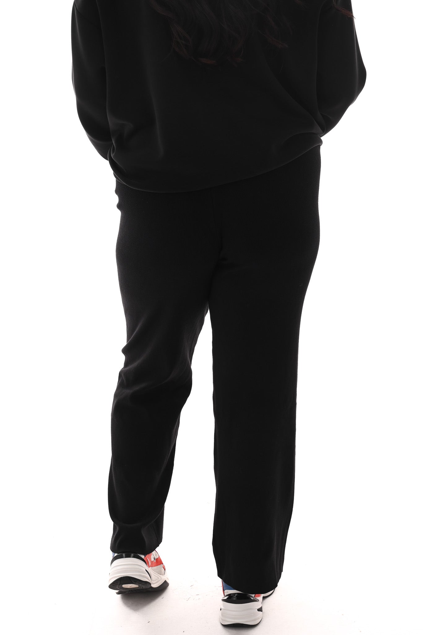 Fijn gebreide broek met bies zwart
