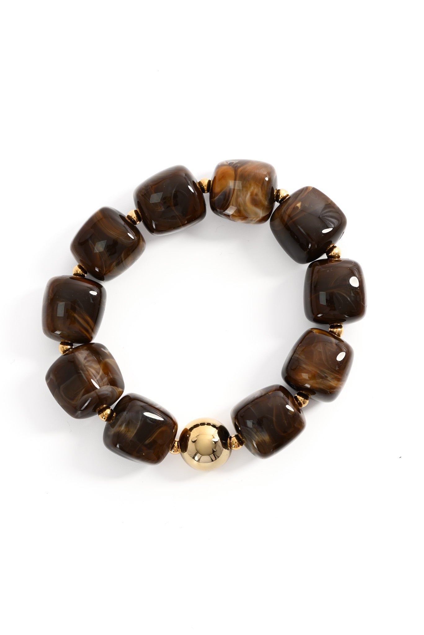 Armband vierkanten kralen bruin