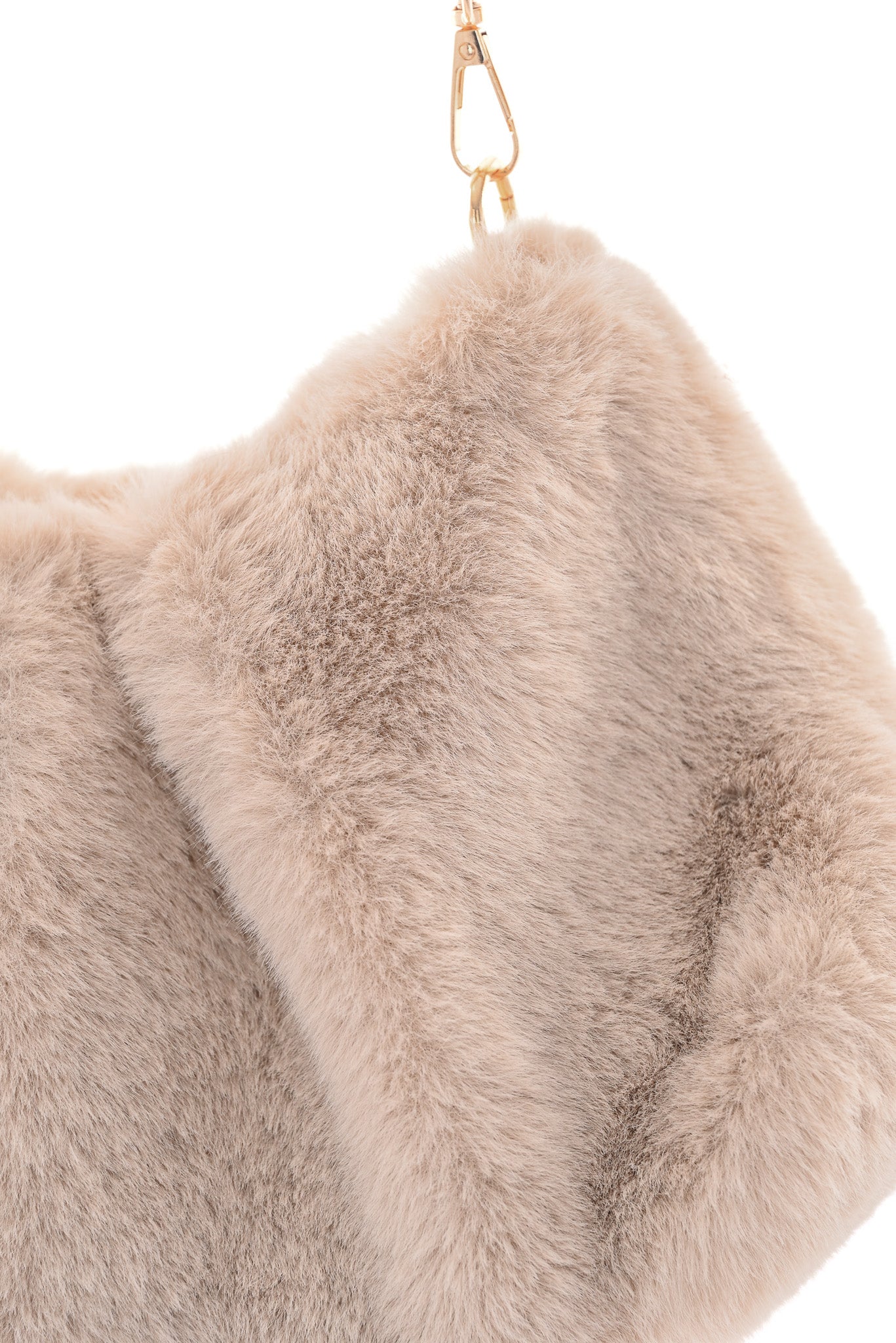 Faux fur schoudertas beige