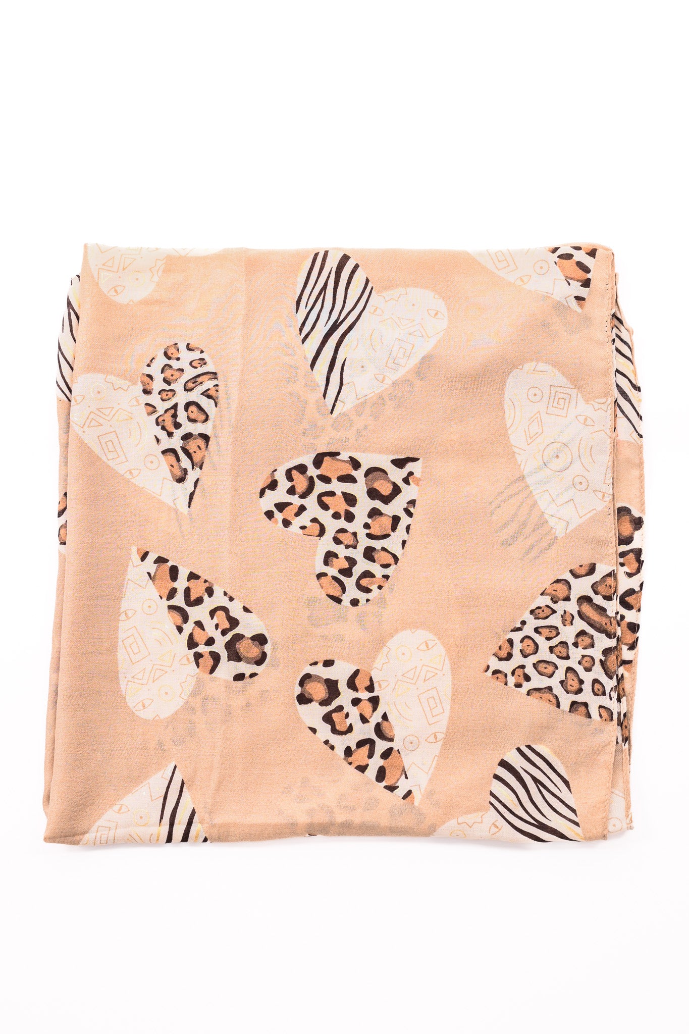 Sjaal met hartjes beige