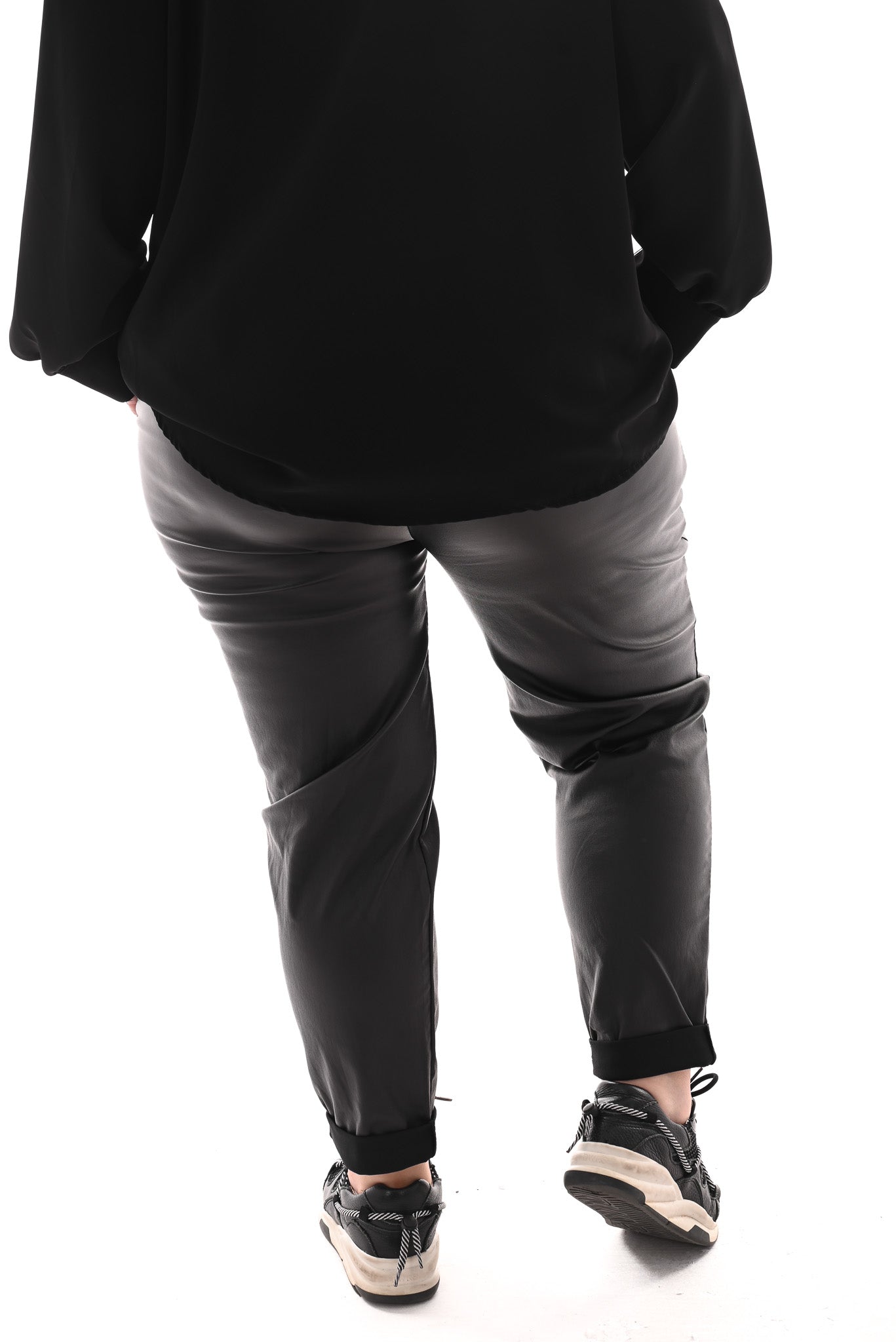 Leatherlook jogger zwart