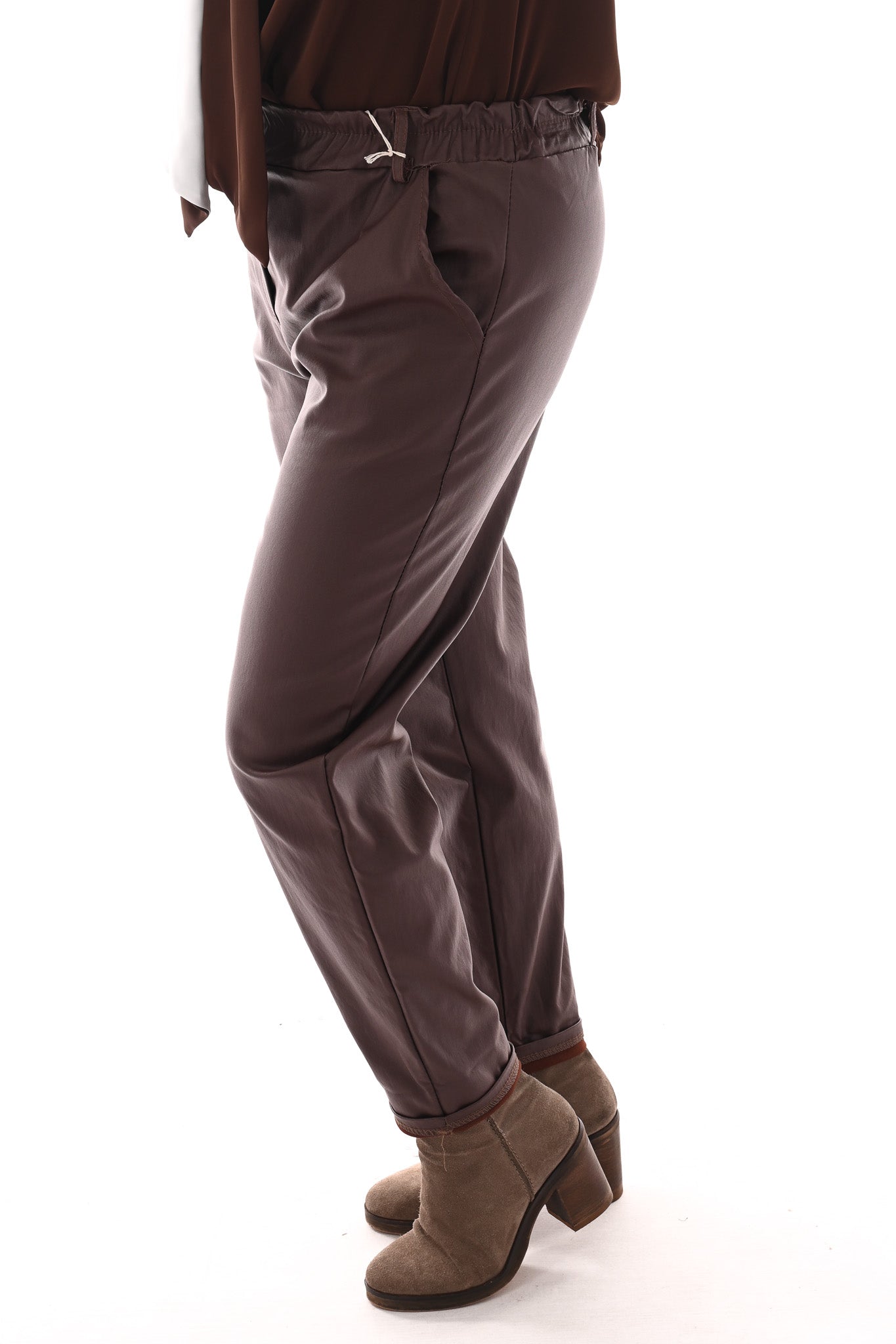 Leatherlook jogger bruin