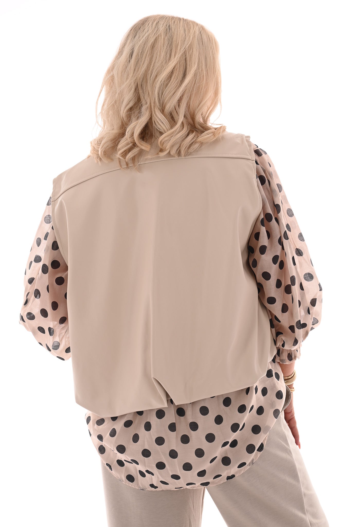 Leatherlook gilet creme