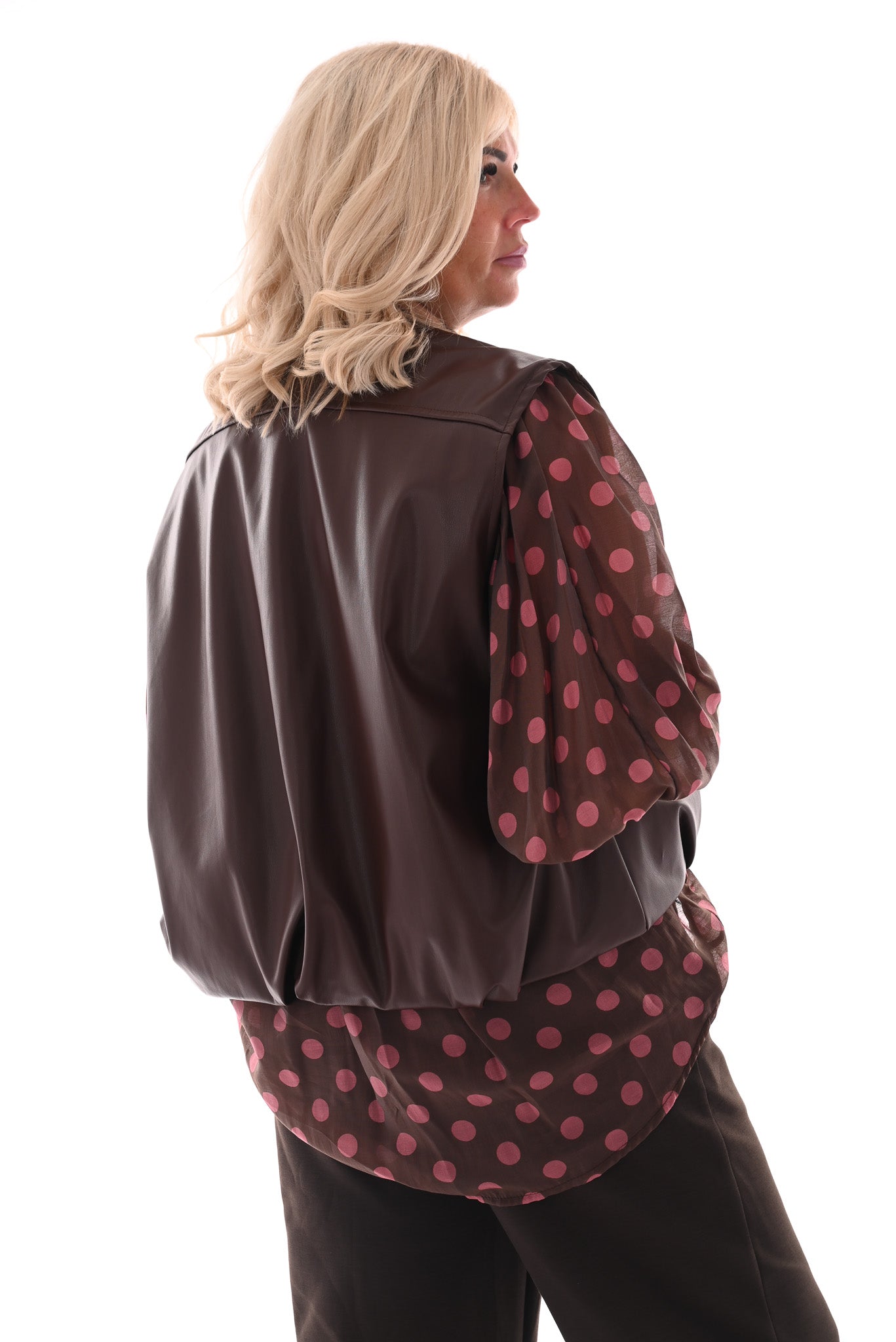 Leatherlook gilet bruin