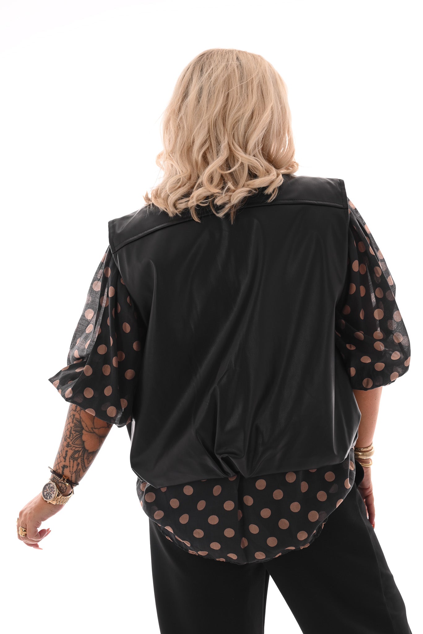 Leatherlook gilet zwart