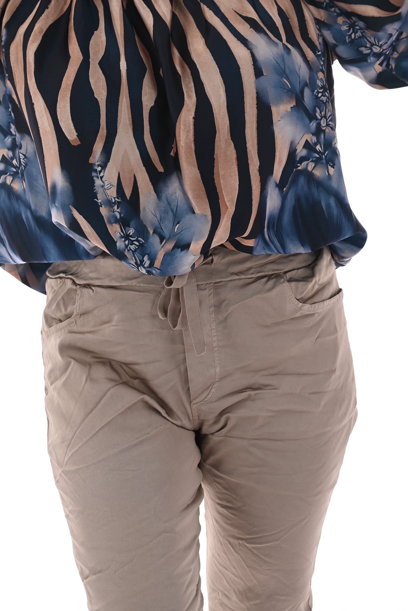 Silky stretchbroek uni beige