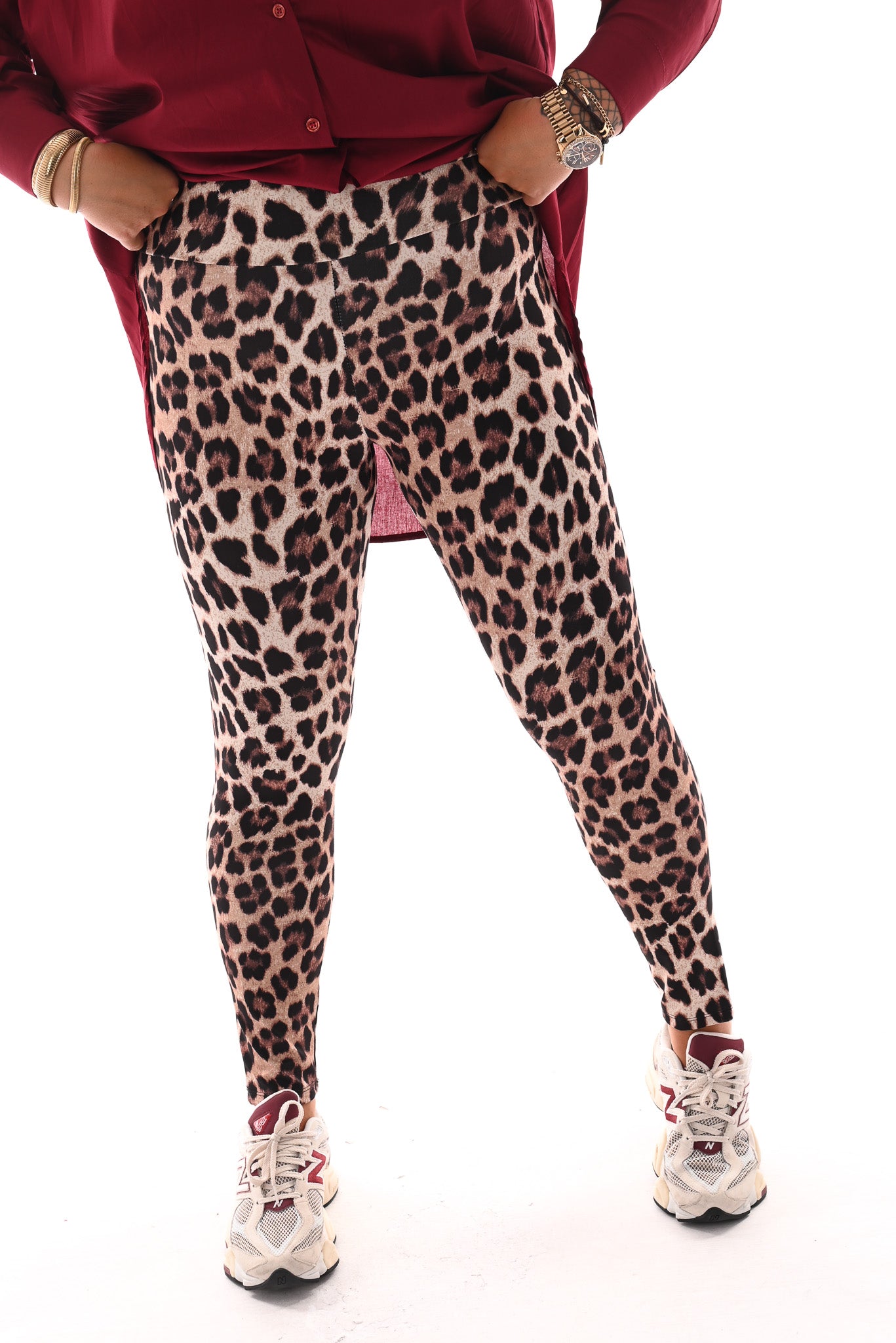 Panterprint travel legging camel