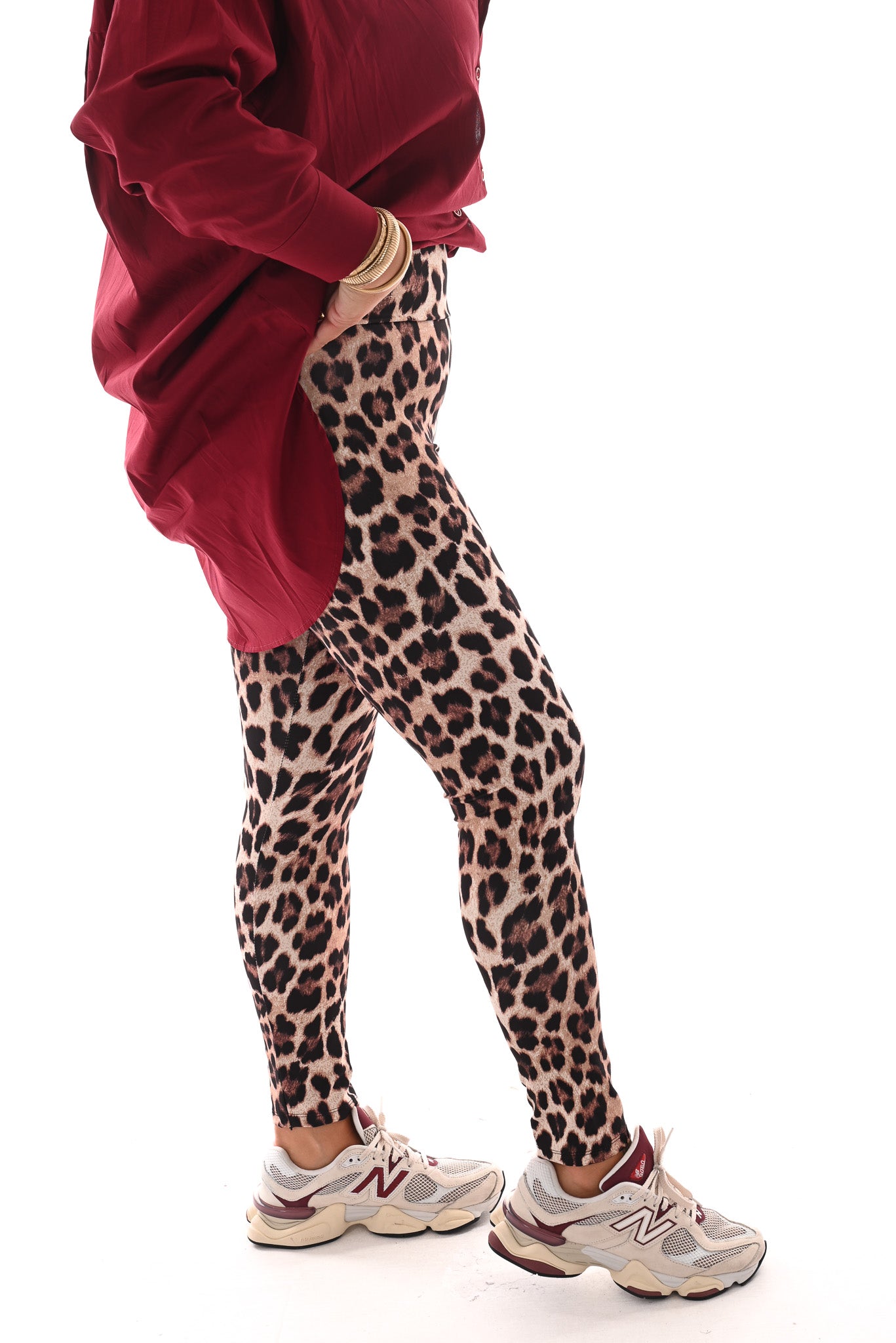 Panterprint travel legging camel