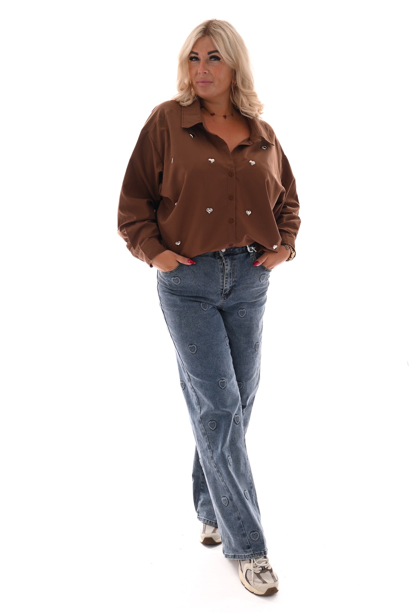 Blouse hartjes bruin