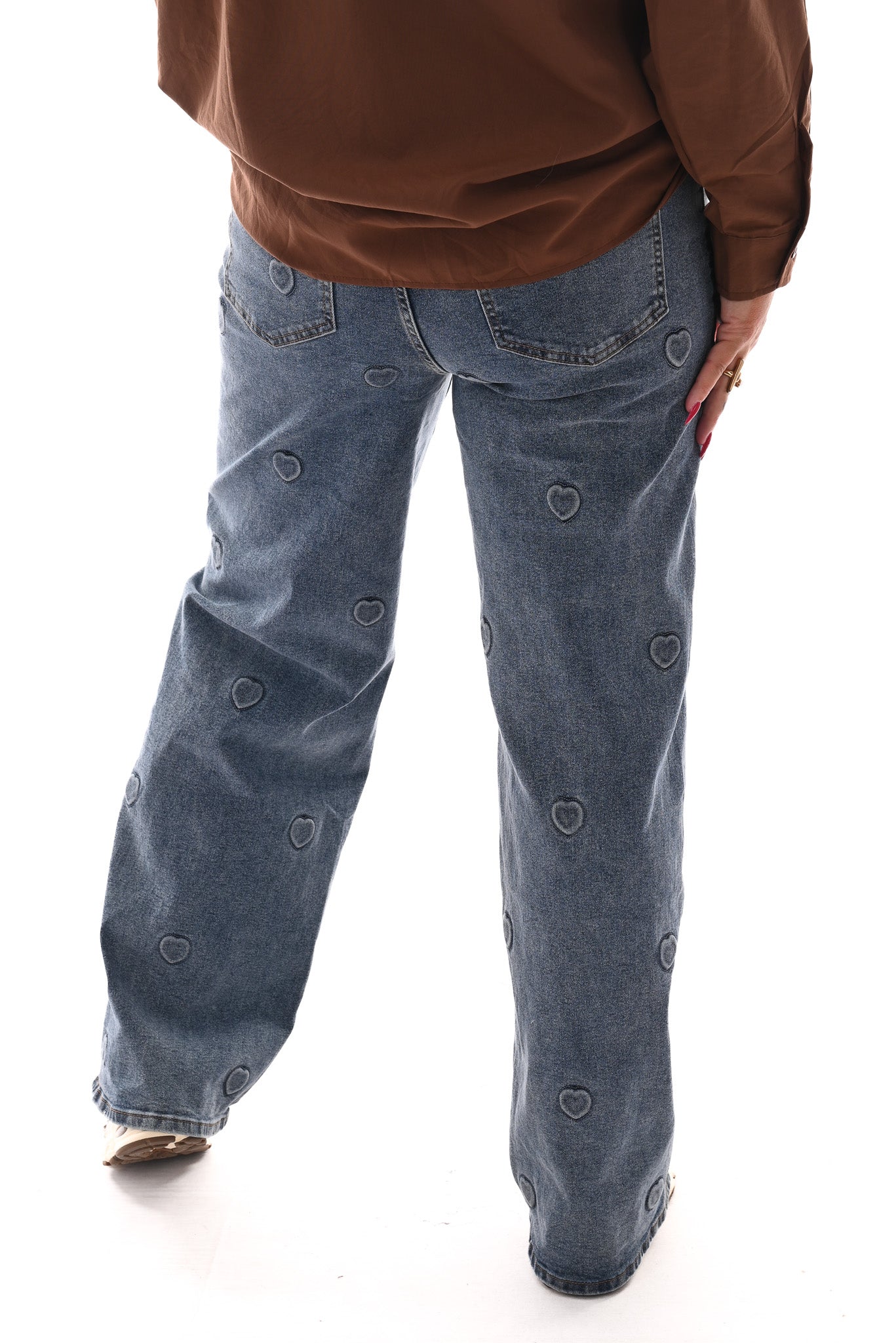 Monday wide leg hartjes blauw