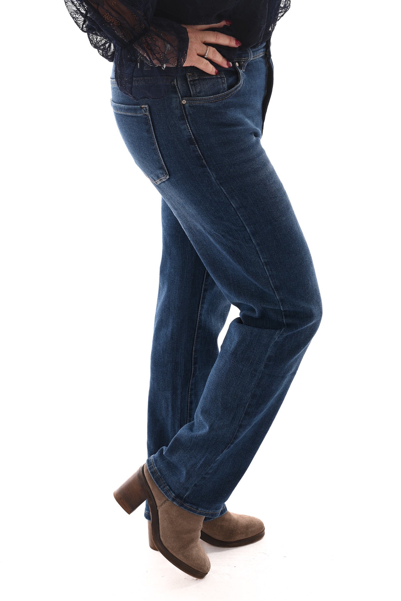 Norfy straight high waist jeans blauw