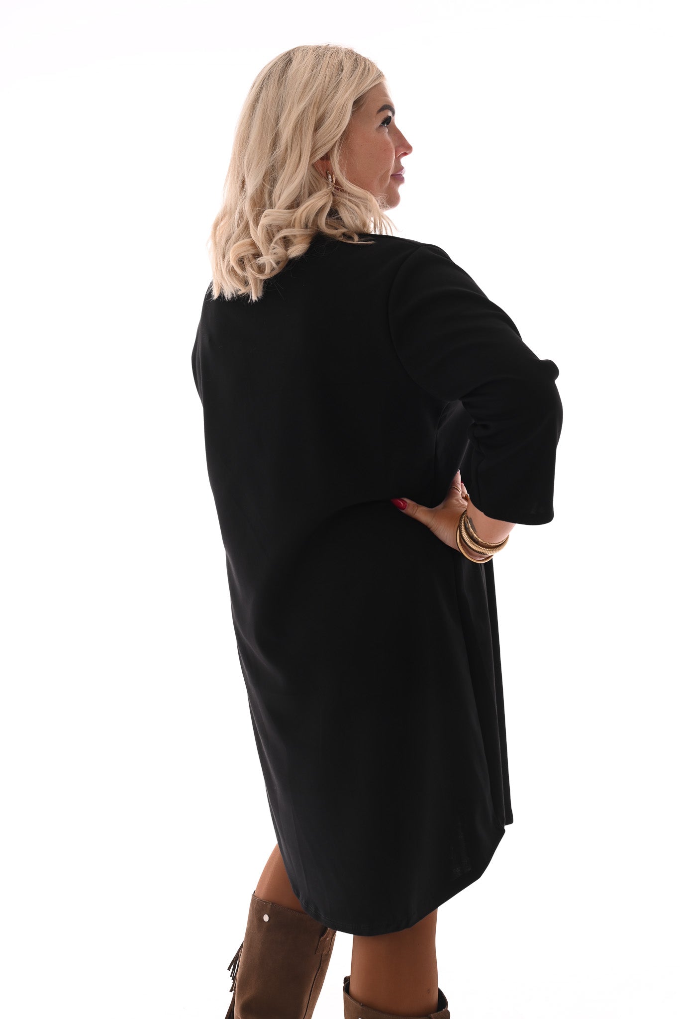 Tuniek deluxe v-hals 3/4e mouwen met zakken zwart