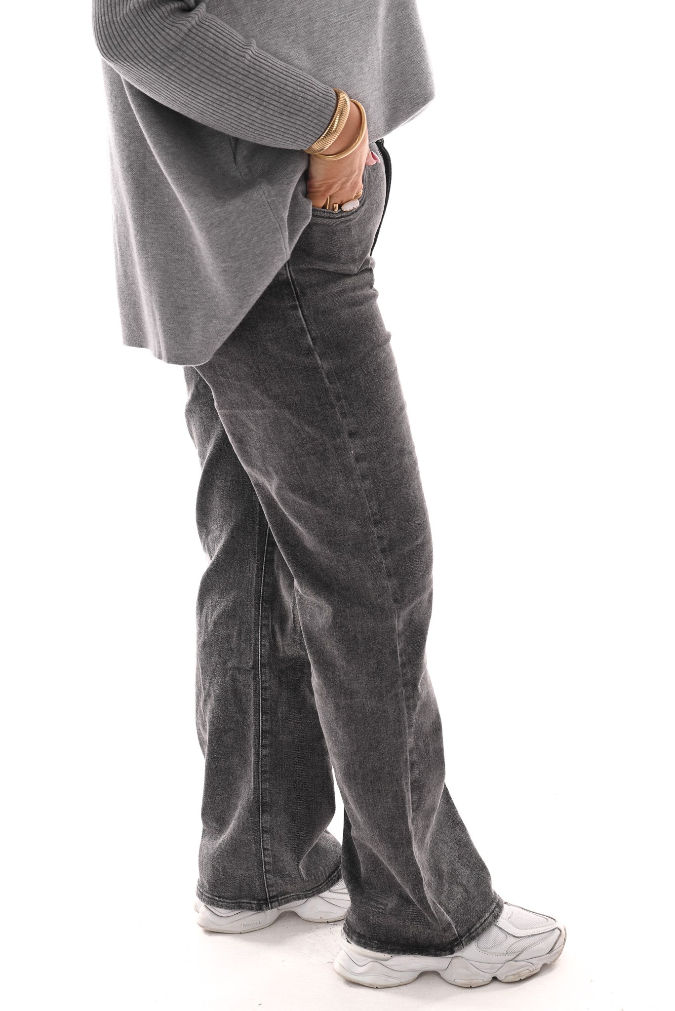 Norfy jeans wide leg grijs