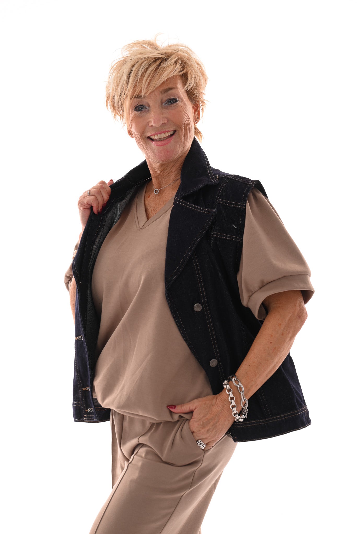 Jeans gilet donkerblauw