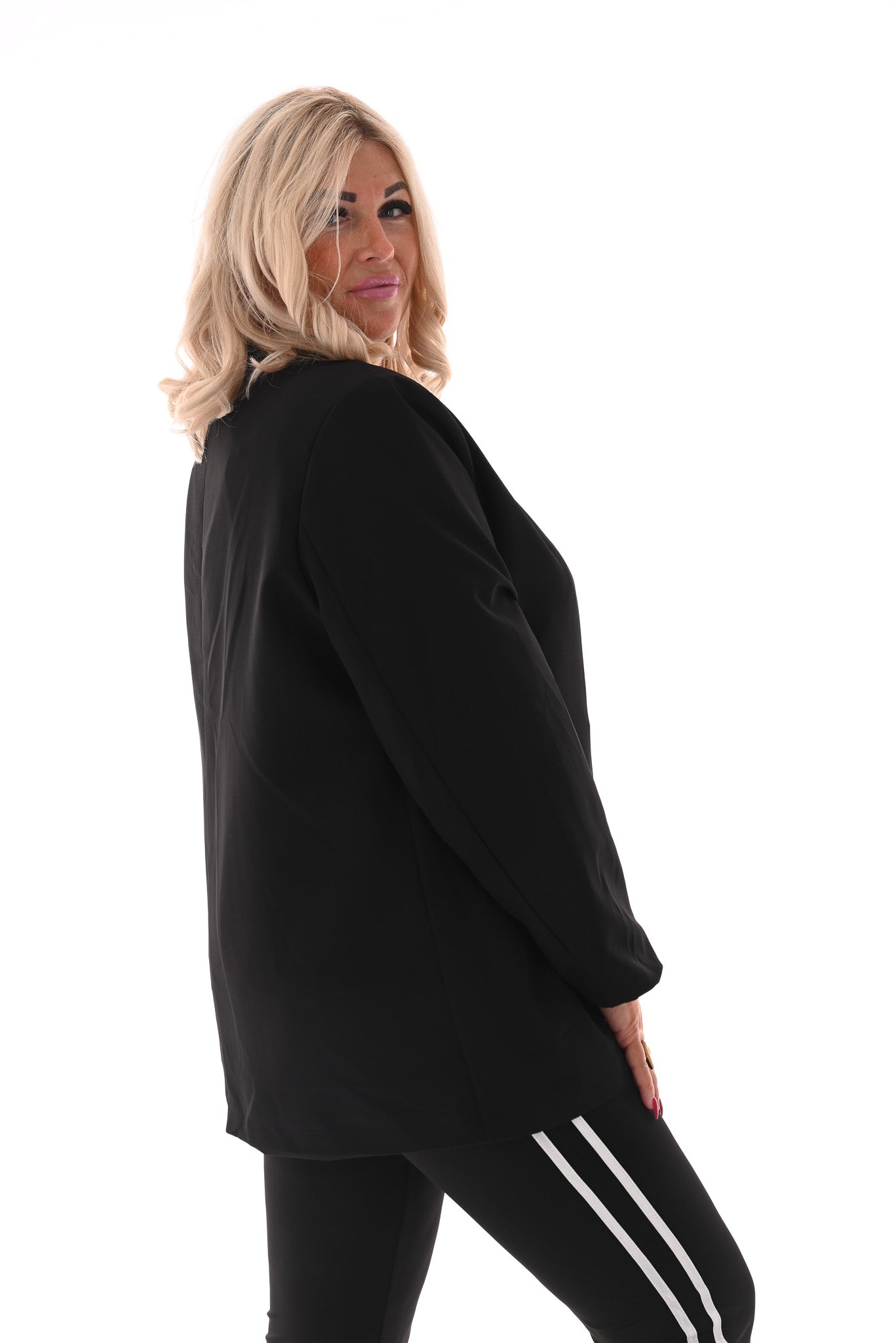 Oversized blazer met gouden gesp schuin zwart