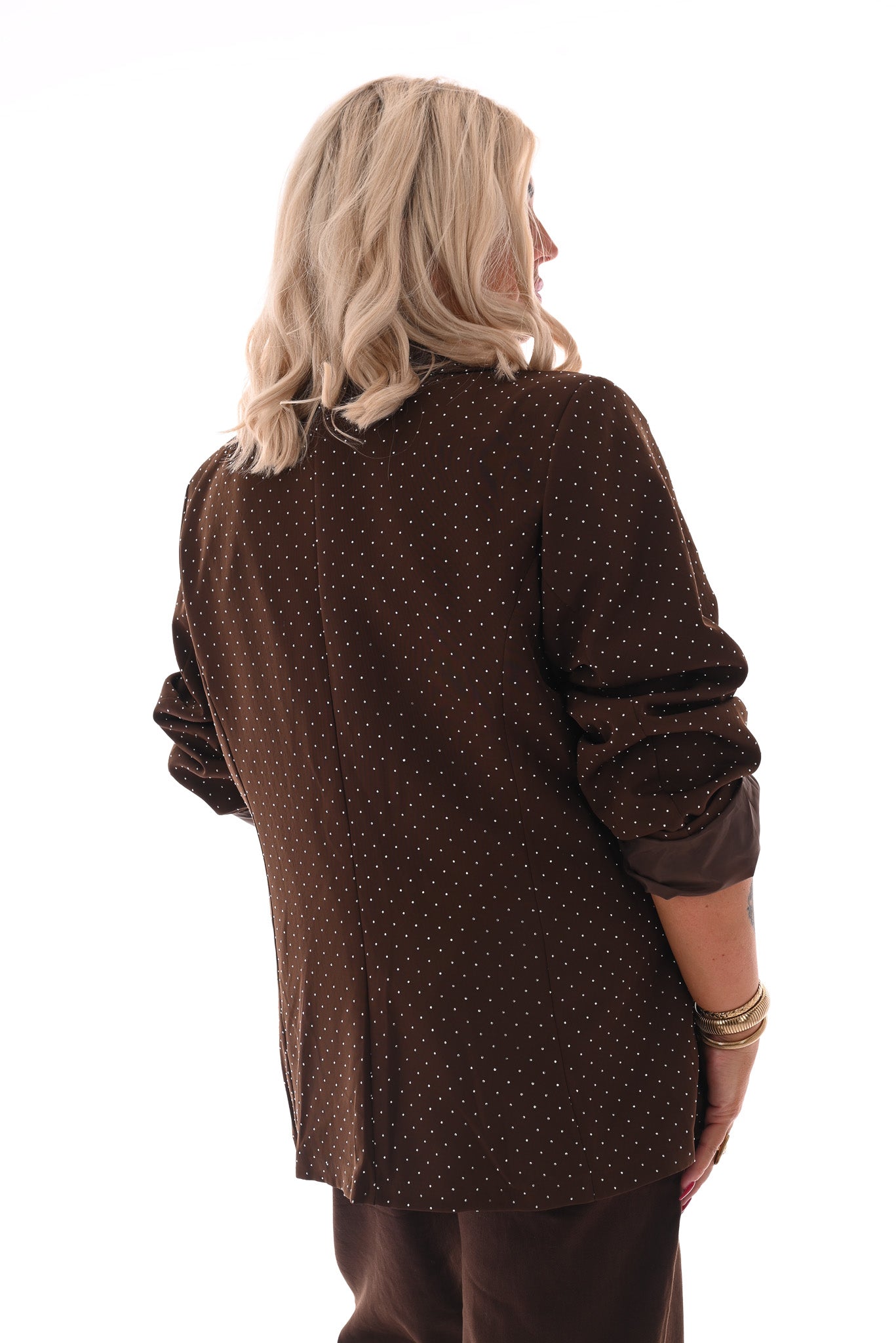 Blazer met strass en knopen bruin