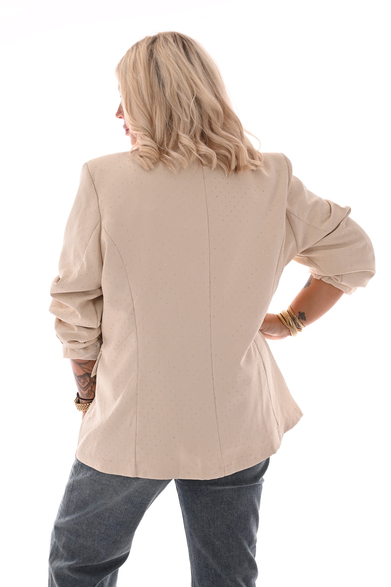 Blazer met strass en knopen beige