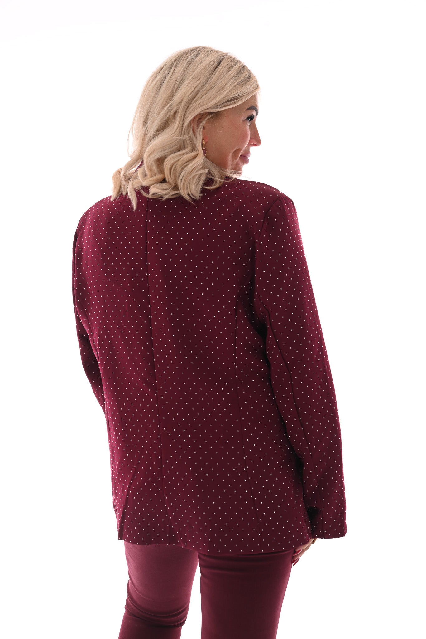 Blazer met strass en knopen bordeaux