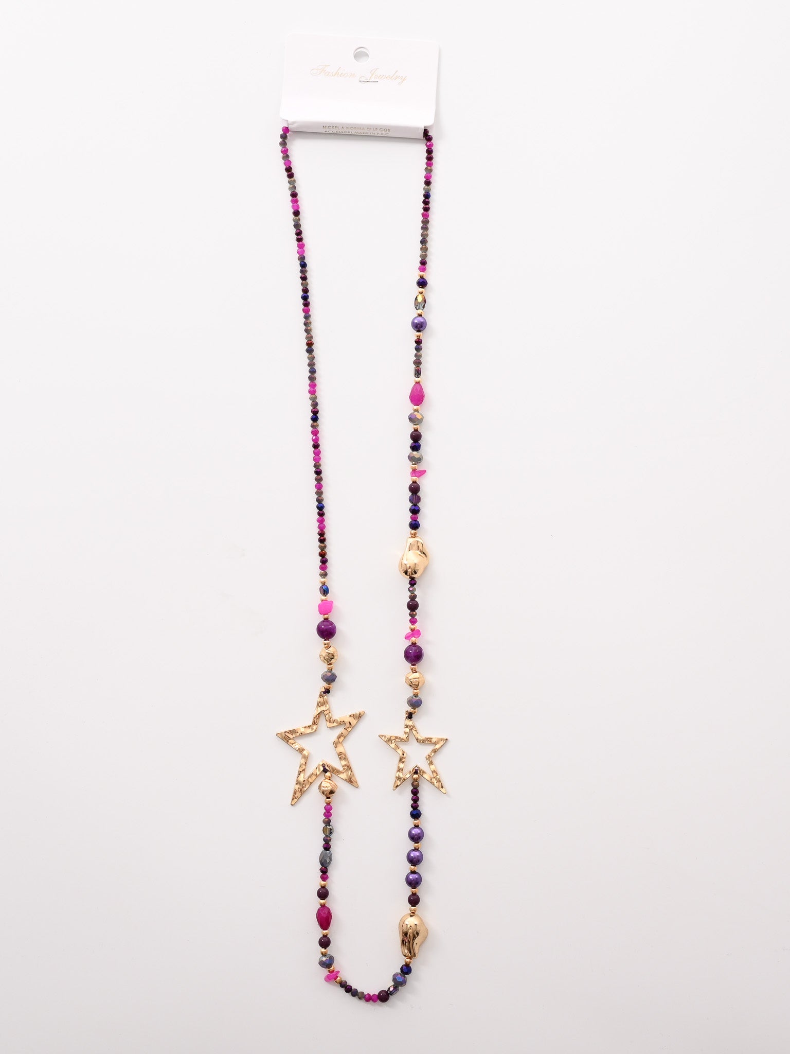 Ketting met gouden ster fuchsia