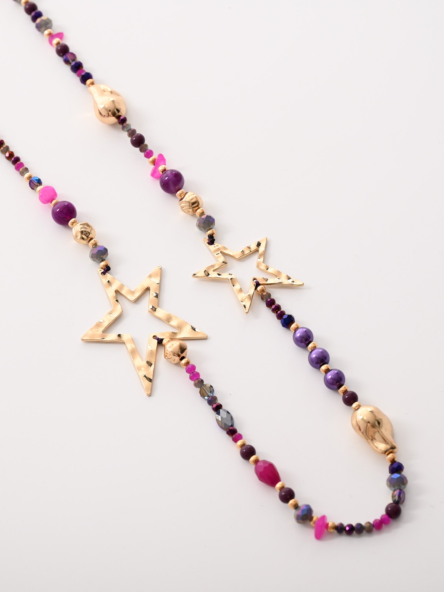 Ketting met gouden ster fuchsia