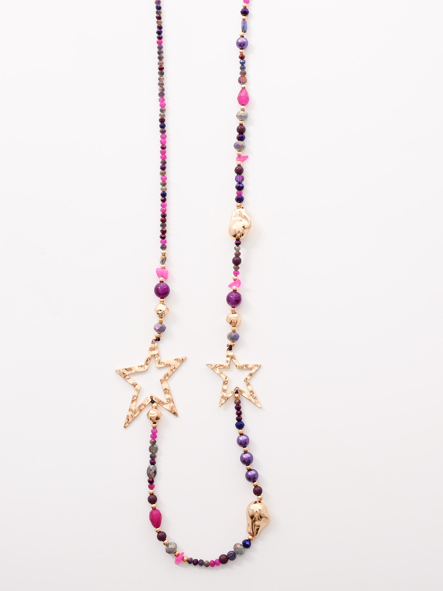 Ketting met gouden ster fuchsia
