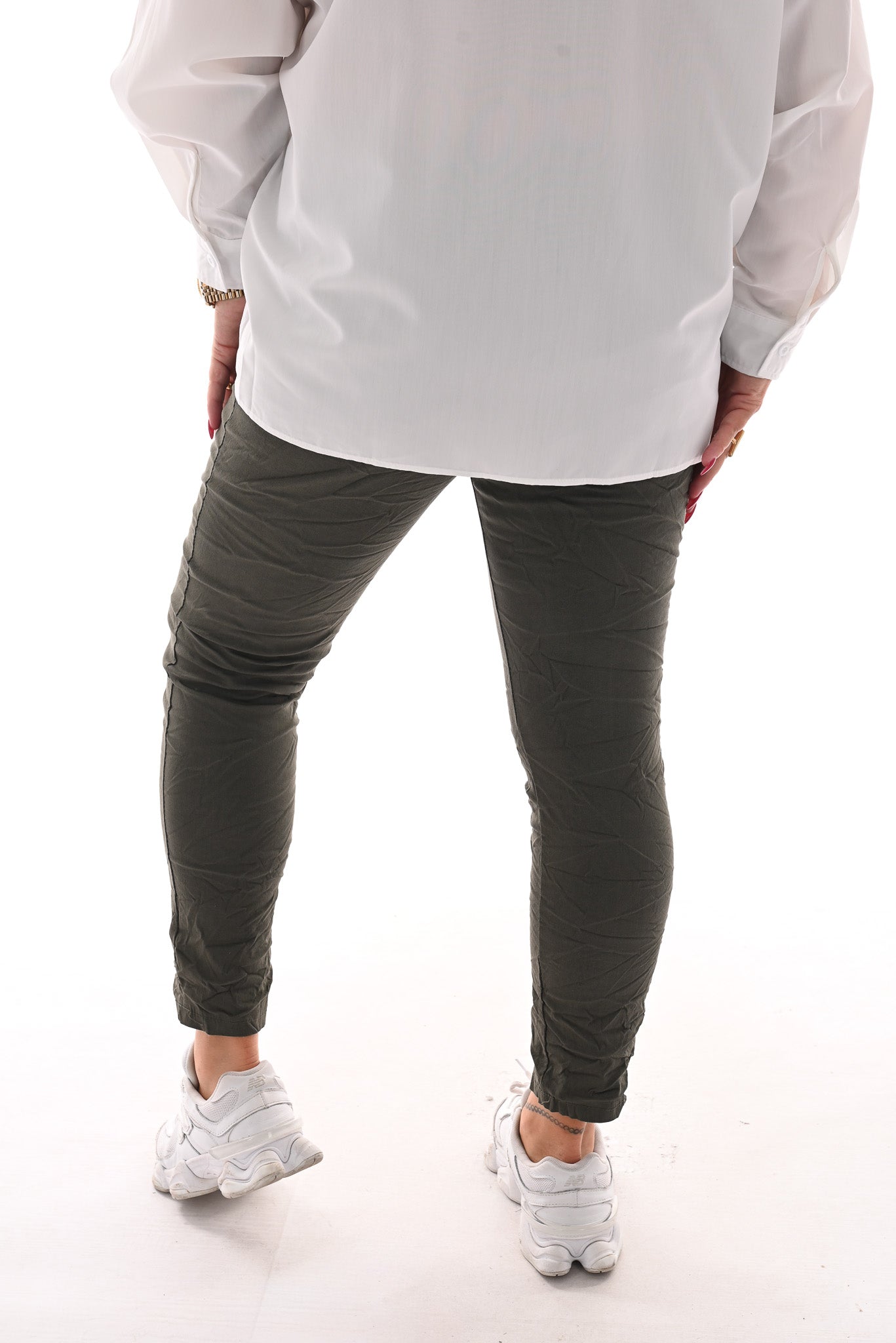 Stretchbroek uni legergroen