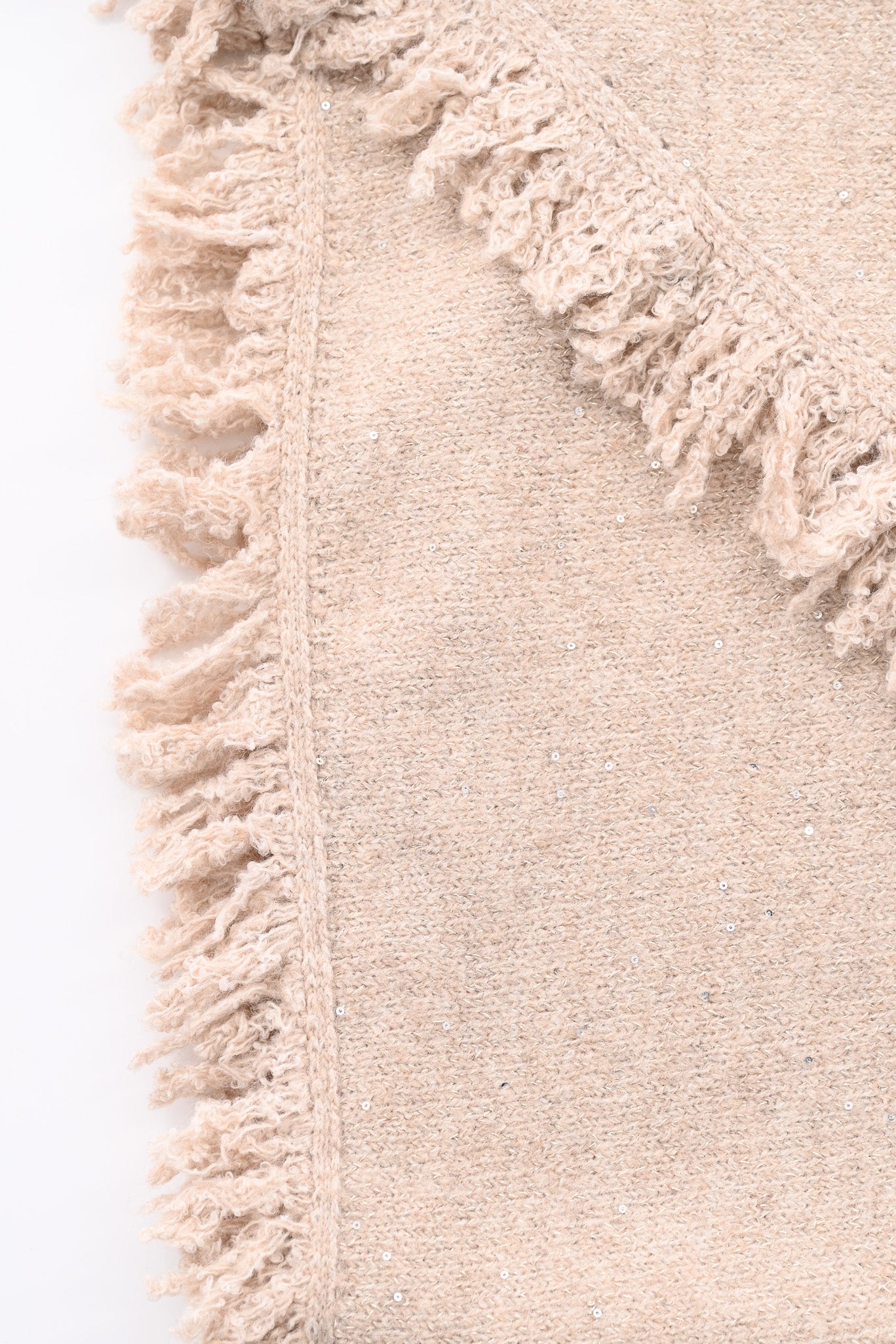 Sjaal met pailletten en franjes beige