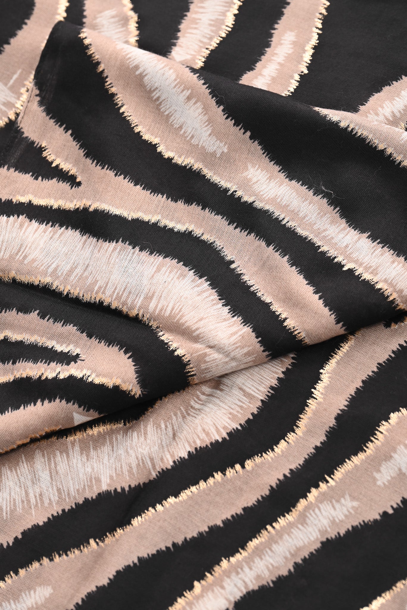 Sjaal zebra print zwart/beige