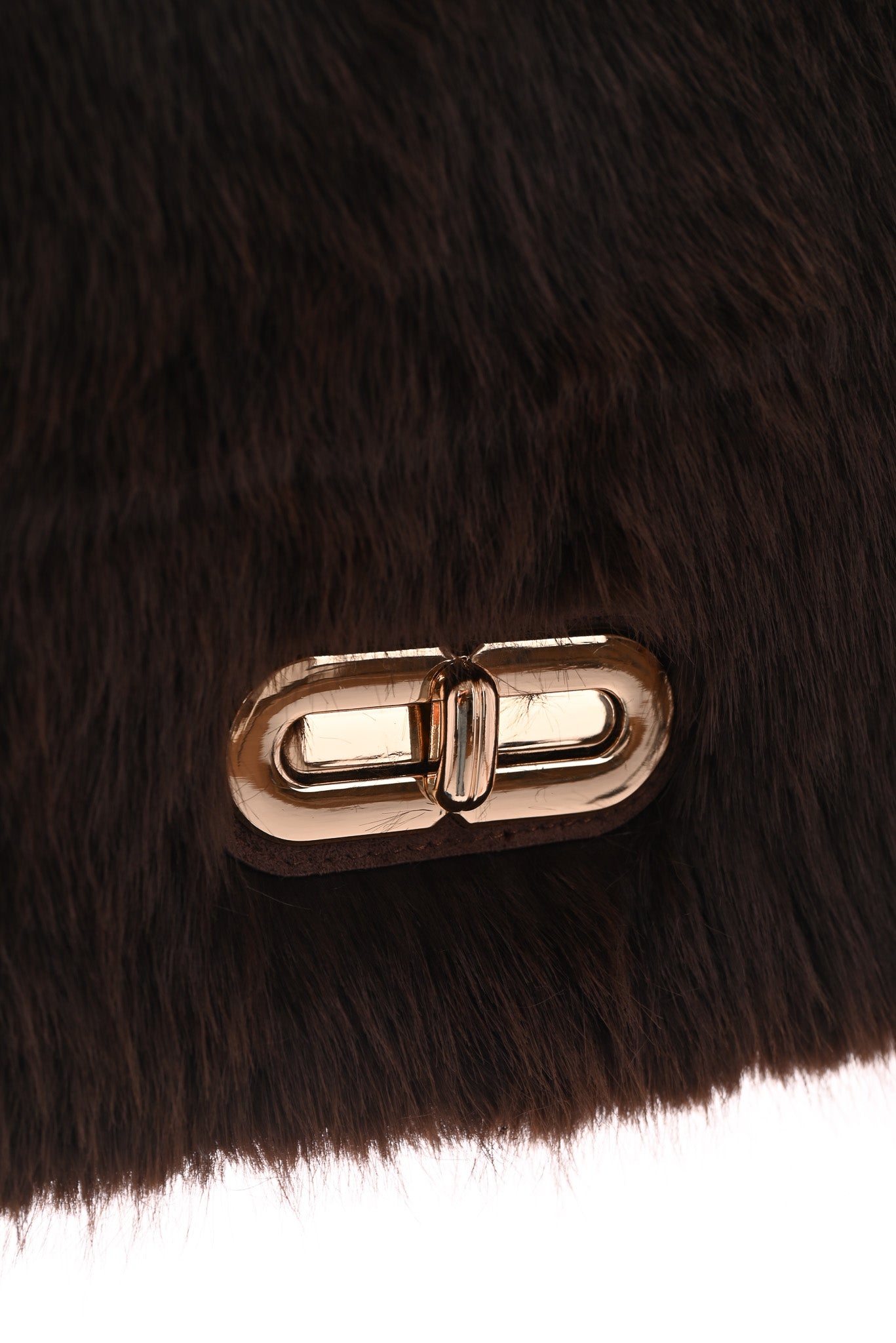 Faux fur suedinelook schouder tas donkerbruin