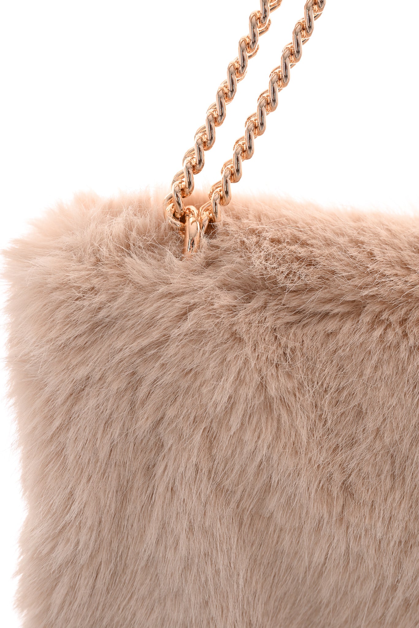 Faux fur suedinelook schouder tas creme
