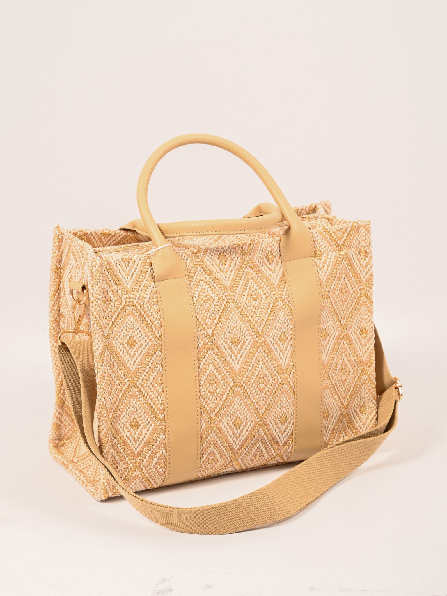 Canvas ruit patroon tas camel