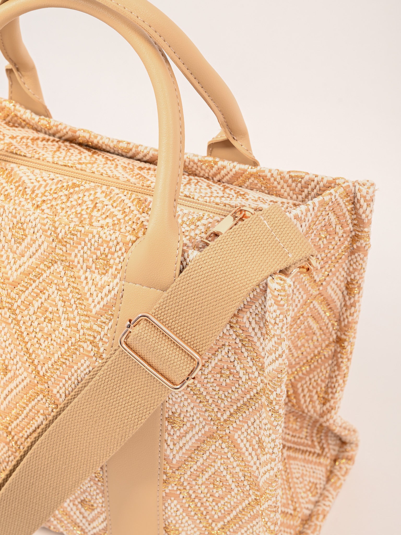 Canvas ruit patroon tas camel