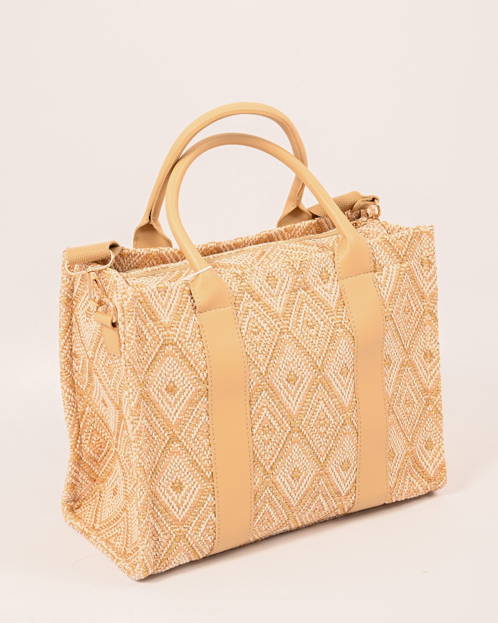 Canvas ruit patroon tas camel