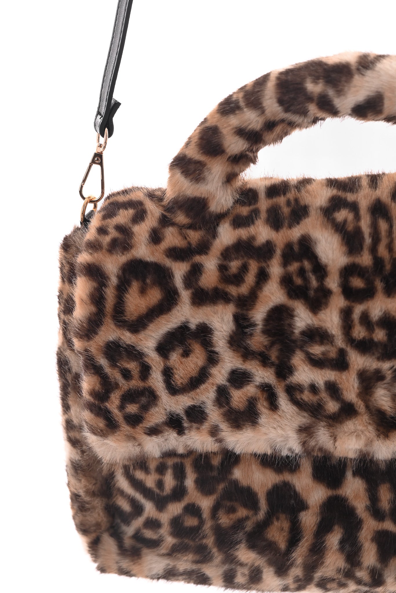 Faux fur panterprint handtas beige