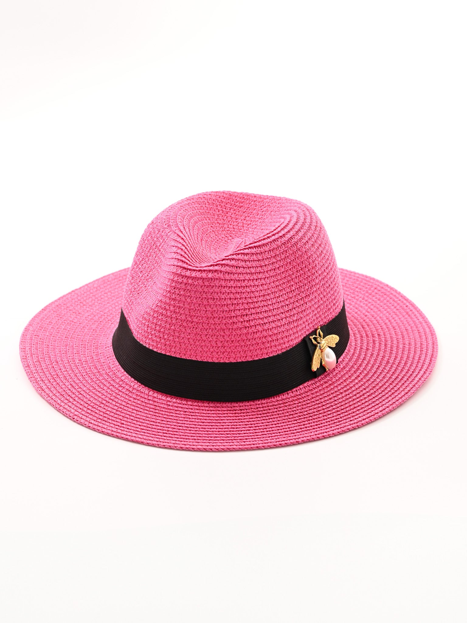 Hoed met bij fuchsia