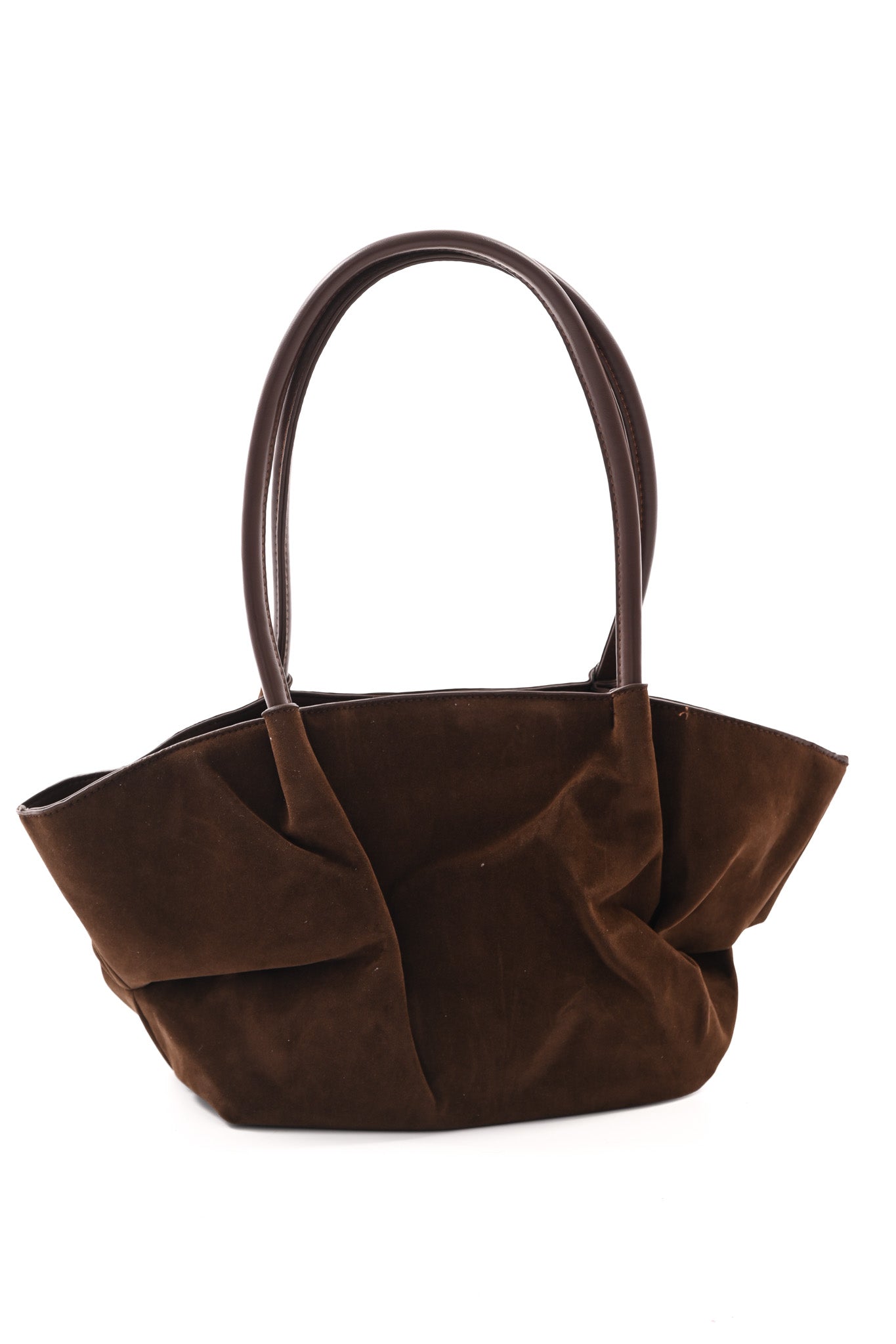 Suedinelook schoudertas met gesp bruin