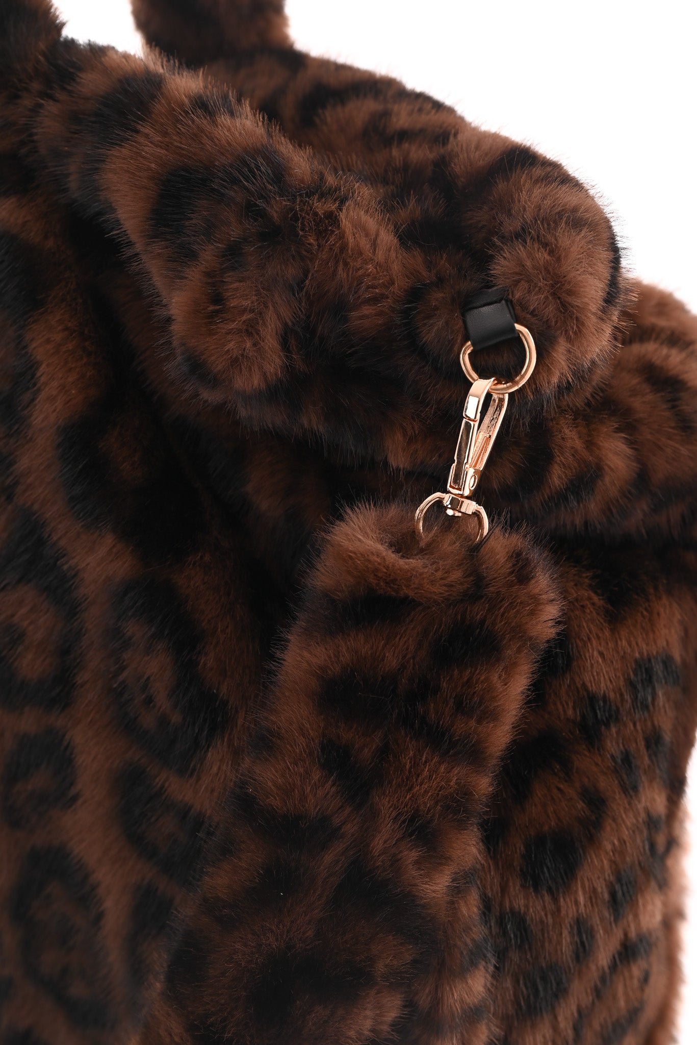 Faux fur shopper panter print bruin