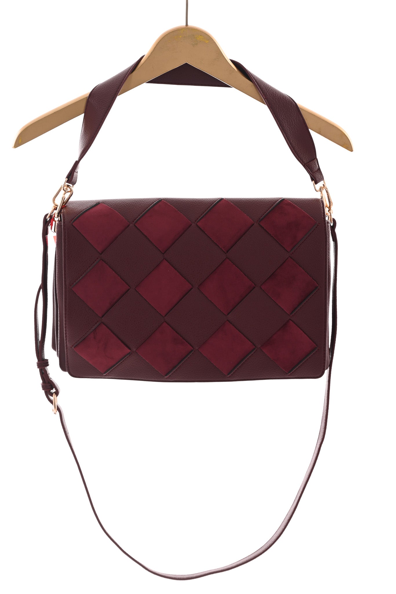 Schoudertas ruiten bordeaux