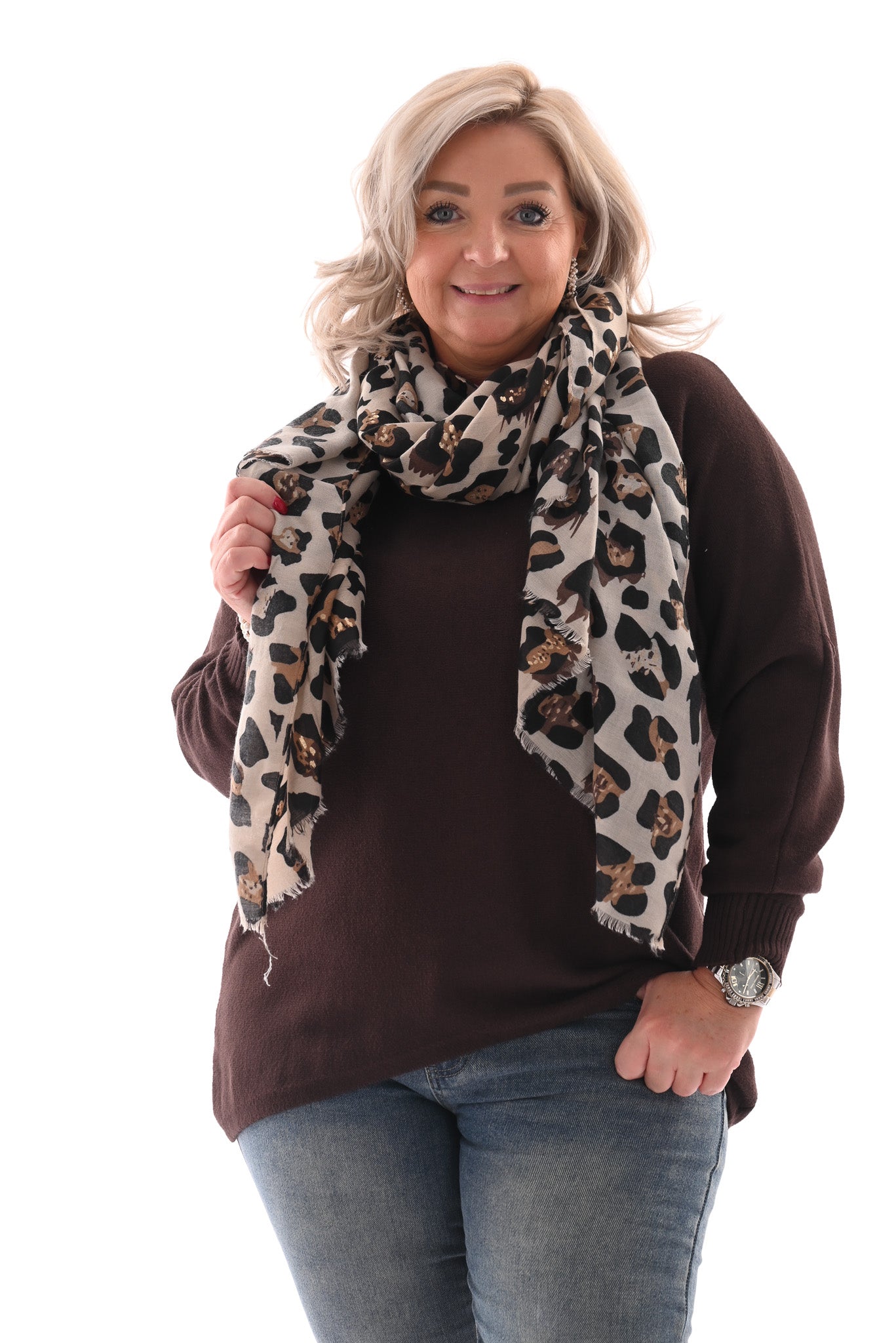 Trui met knoopjes donkerbruin